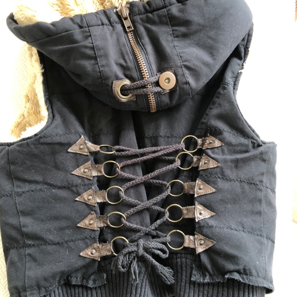 Sleeveless Jacket  Hooded Vintage Embellishments - Picture 10 of 11